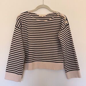 Sezane Daisy Jumper Natural / Navy - Size XXS